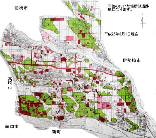 玉村町遺跡分布図