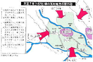 天正7年（1579）頃の玉村地方の勢力図