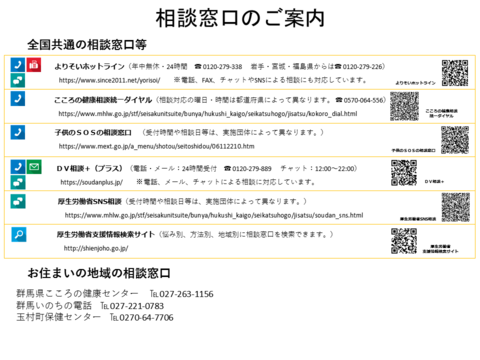 相談窓口のご案内