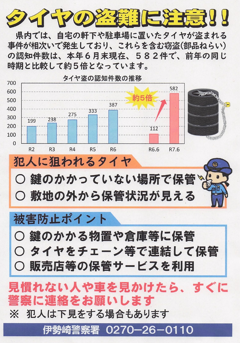 タイヤ盗難対策チラシ