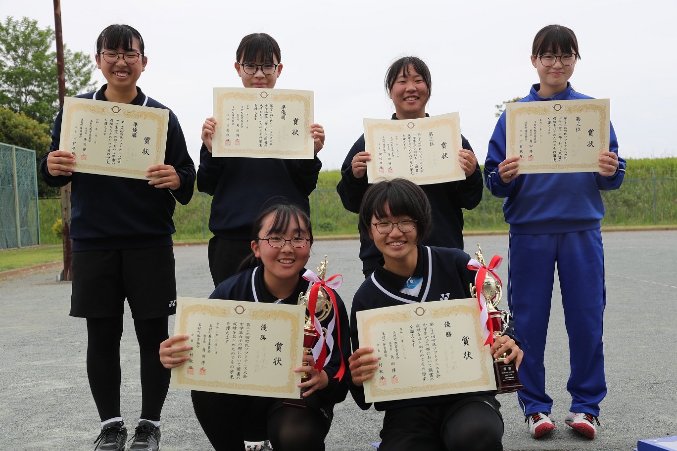 第29回町民ソフトテニス大会中学女子入賞者