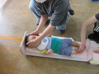 身長を計っているところ