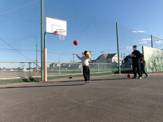 バスケットボール認定　がんばっている1年生