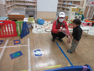 パパと一緒に発射準備。