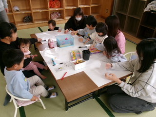 色をぬっているところ